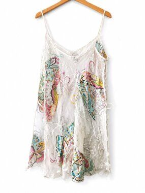 Intimate Attitudes Y2K Silk Butterfly Sequin Sheer Slip Dress Size 1X